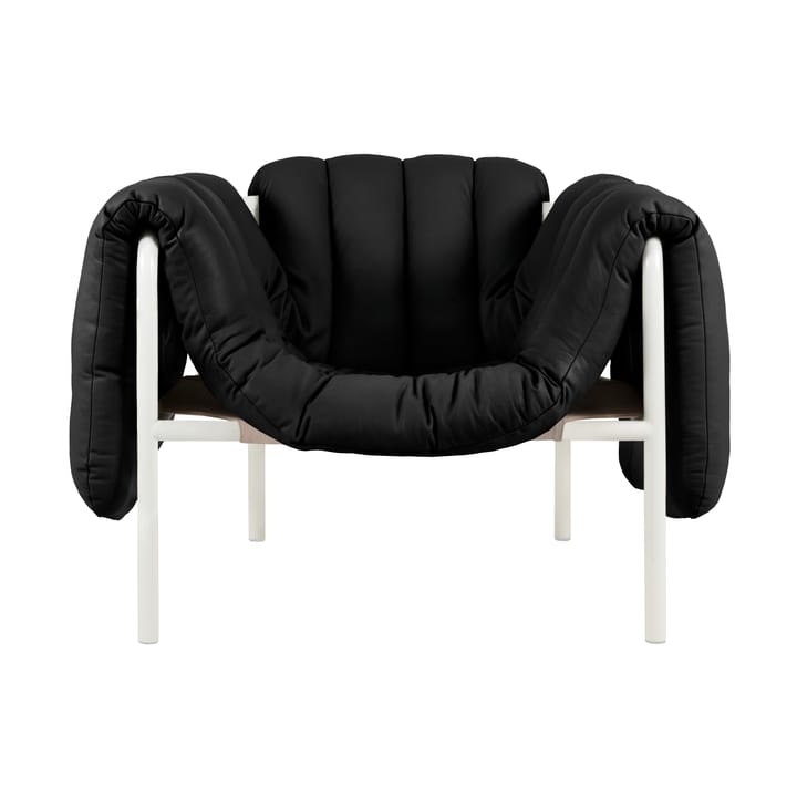 Cadeira lounge Puffy - Black leather-cream - Hem