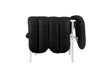 Cadeira lounge Puffy - Black leather-cream - Hem