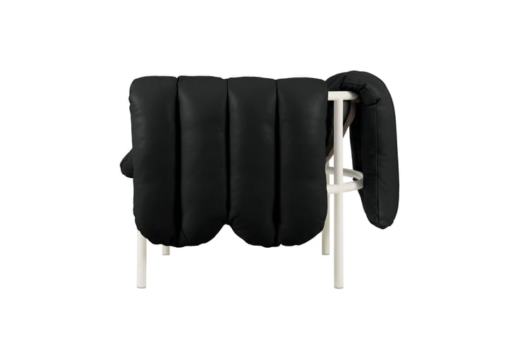 Cadeira lounge Puffy, Black leather-cream Hem