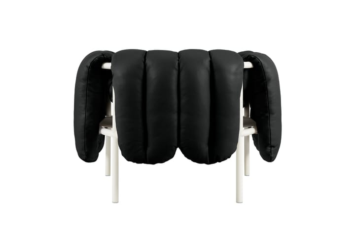 Cadeira lounge Puffy, Black leather-cream Hem