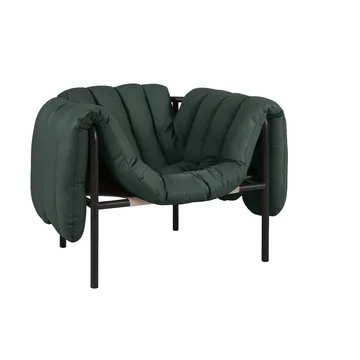 Cadeira lounge Puffy - Dark green leather-black grey - Hem