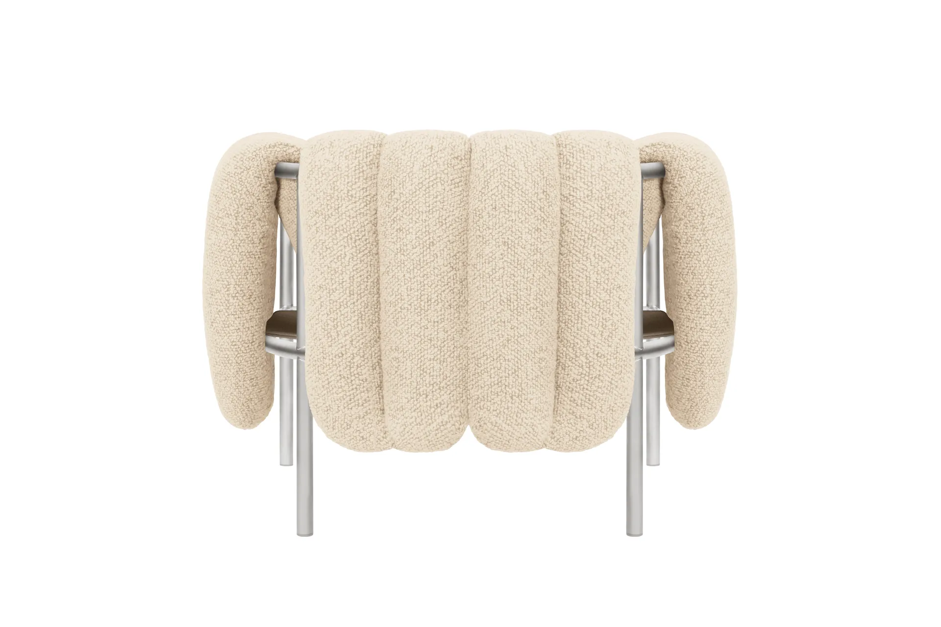 Cadeira lounge Puffy, Eggshell-aço inoxidável Hem