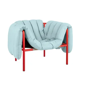 Cadeira lounge Puffy - Light blue leather-traffic red - Hem