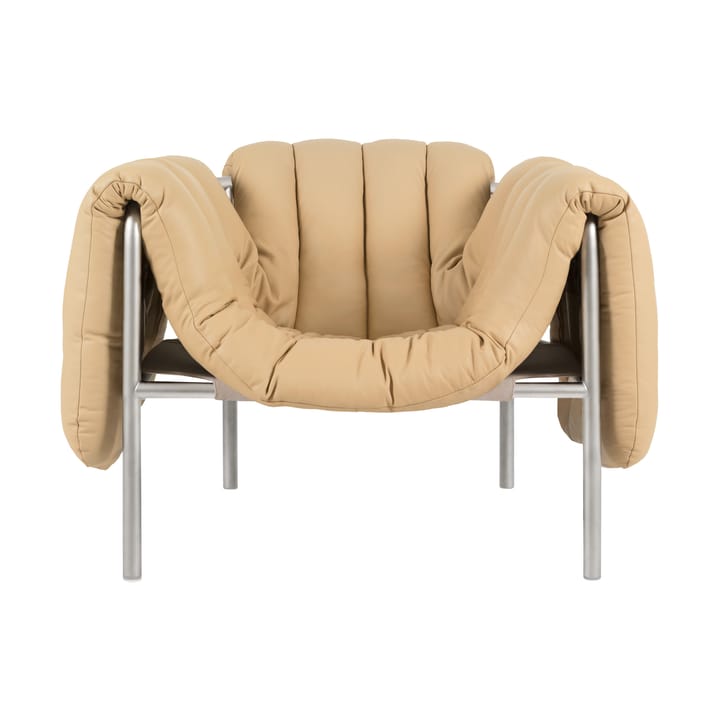 Cadeira lounge Puffy - Sand leather-aço inoxidável - Hem
