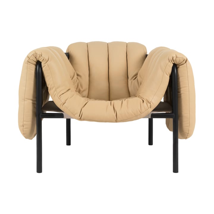 Cadeira lounge Puffy - Sand leather-black grey - Hem