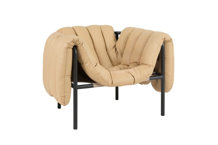 Cadeira lounge Puffy, Sand leather-black grey Hem