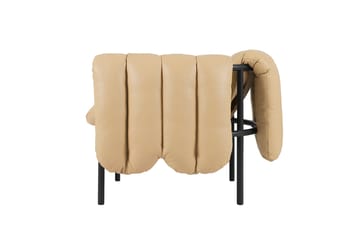 Cadeira lounge Puffy - Sand leather-black grey - Hem