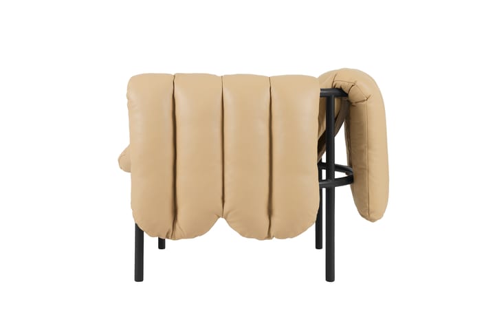 Cadeira lounge Puffy, Sand leather-black grey Hem