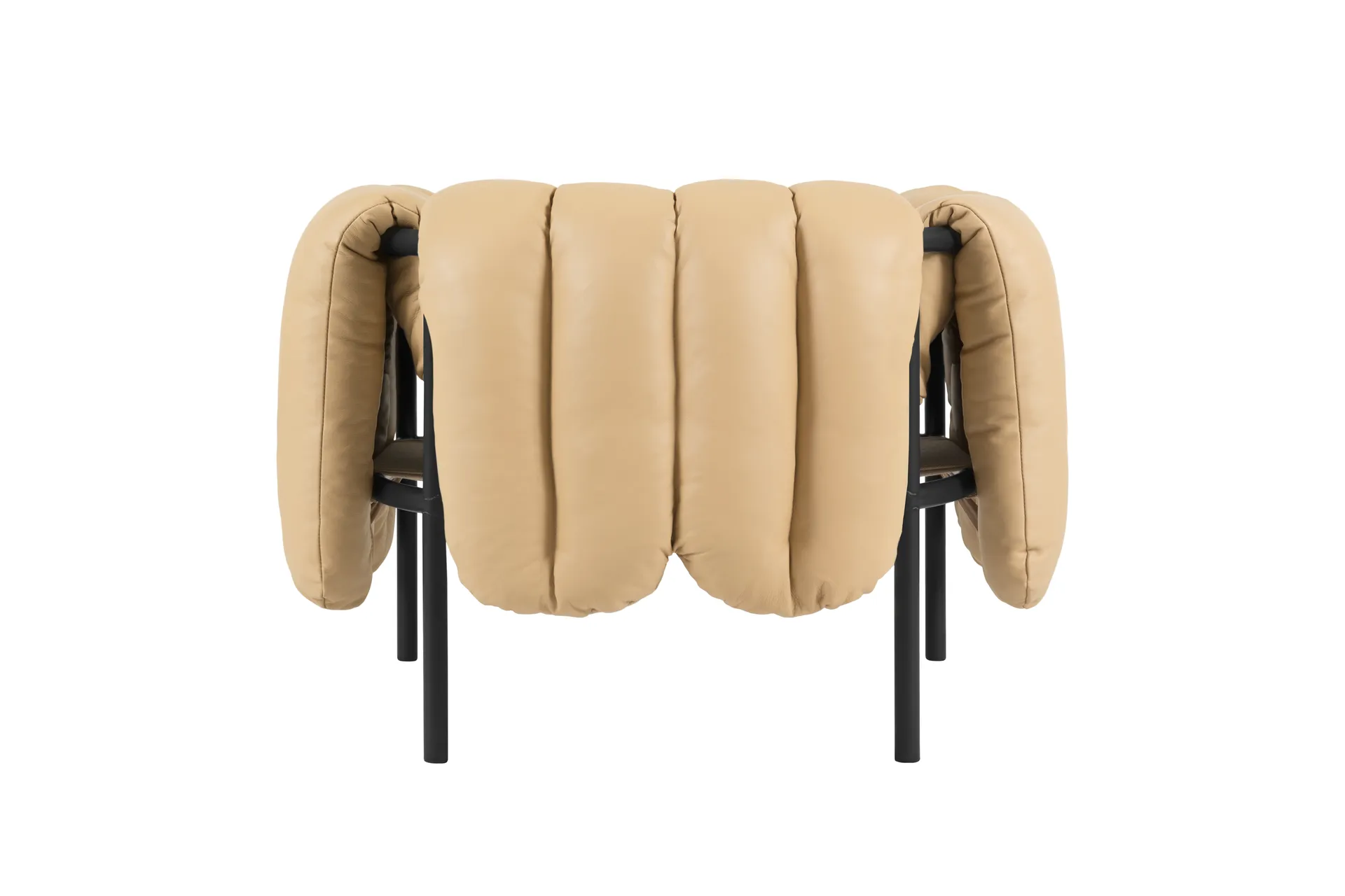 Cadeira lounge Puffy, Sand leather-black grey Hem