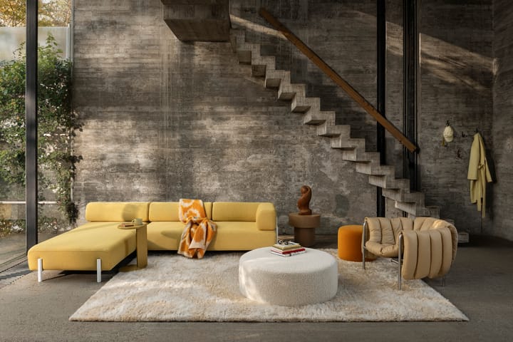 Cadeira lounge Puffy, Sawdust-aço inoxidável Hem