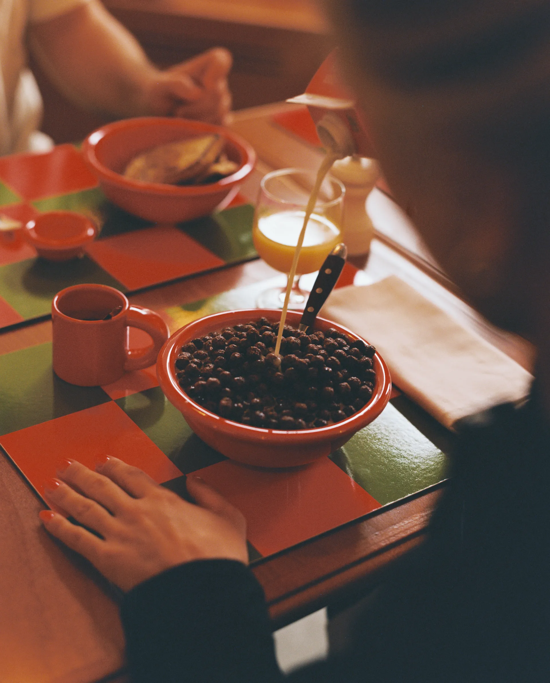 Individual de mesa Check 30x40 cm 2 un., Butter-burgundy Hem