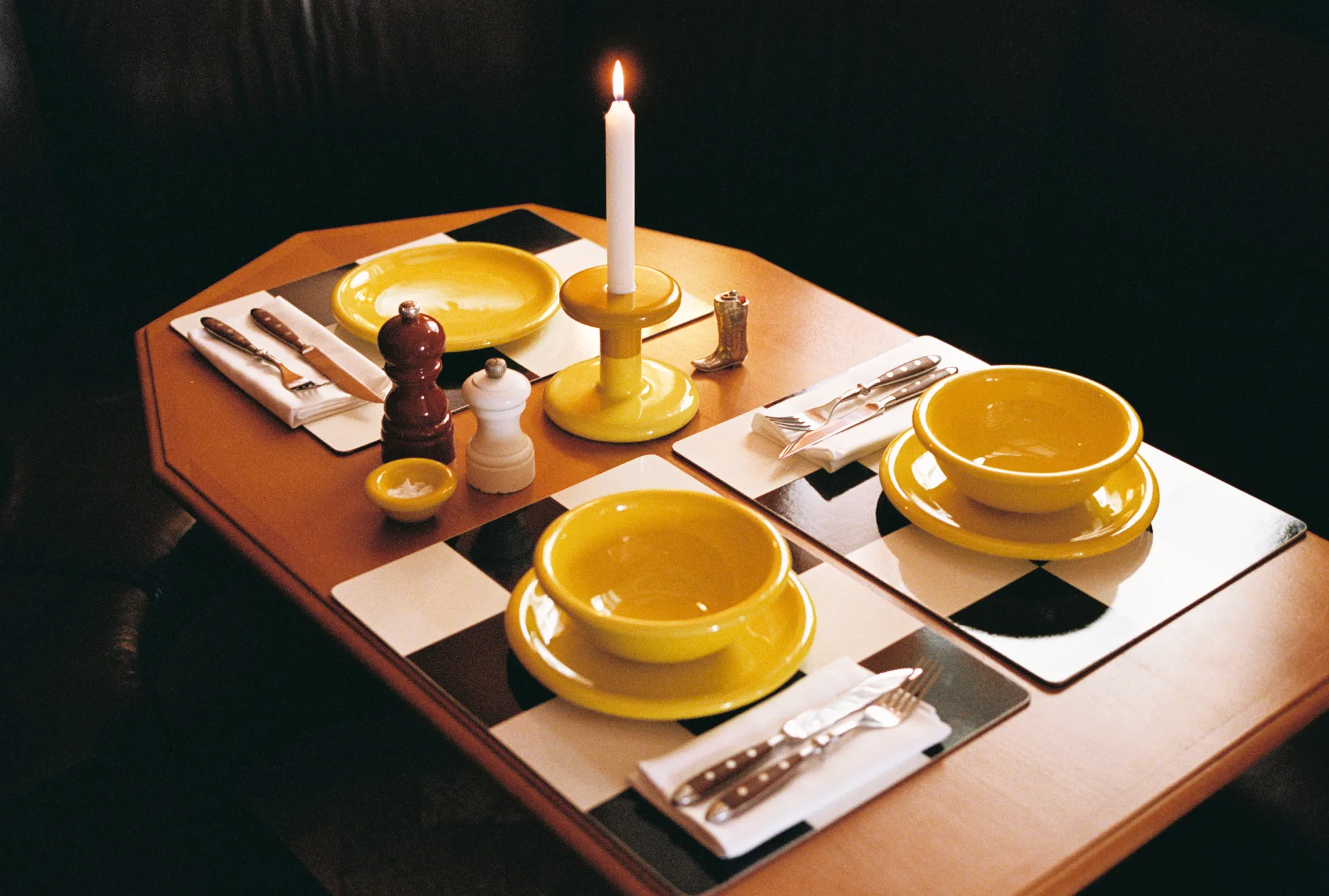 Individual de mesa Check 30x40 cm 2 un., Butter-burgundy Hem