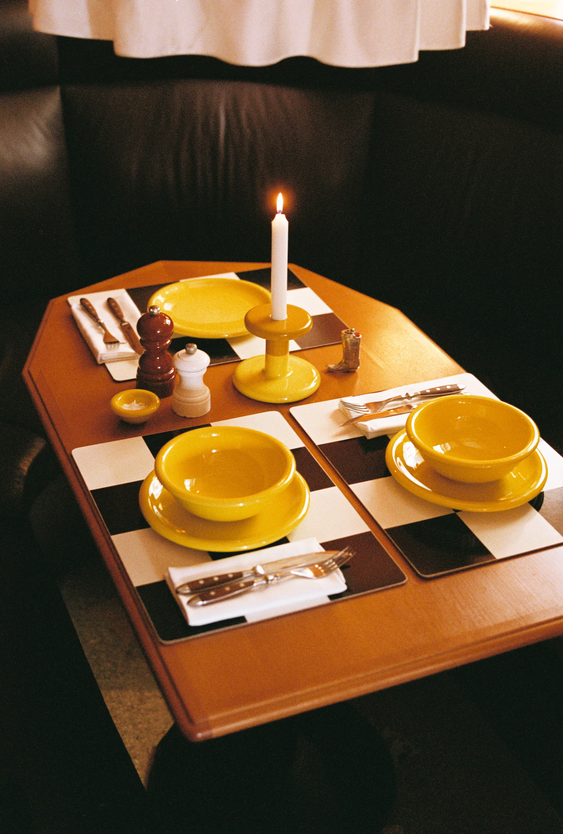 Individual de mesa Check 30x40 cm 2 un., Butter-burgundy Hem