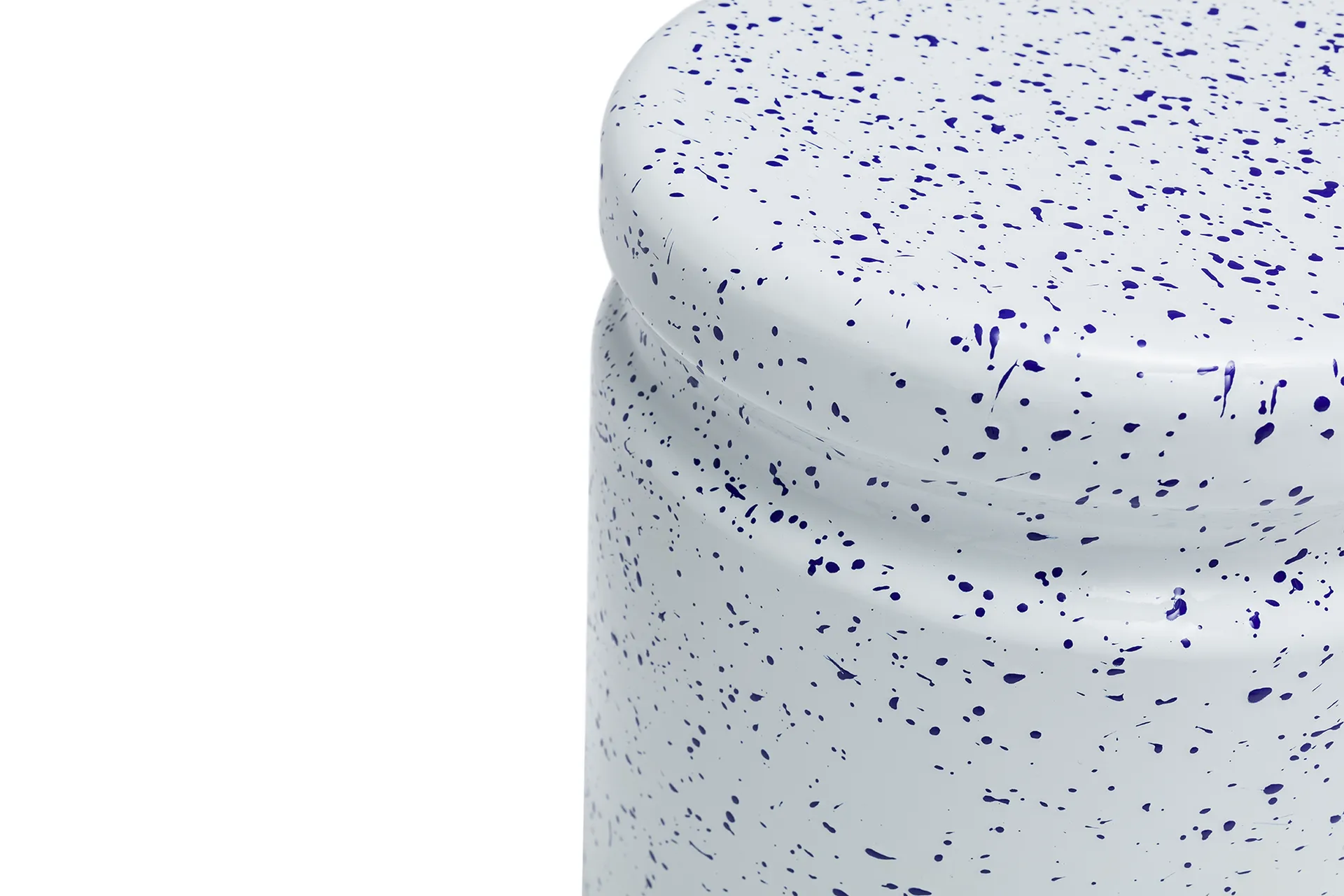 Last banco redondo Ø32x44 cm, White-blue splatter Hem
