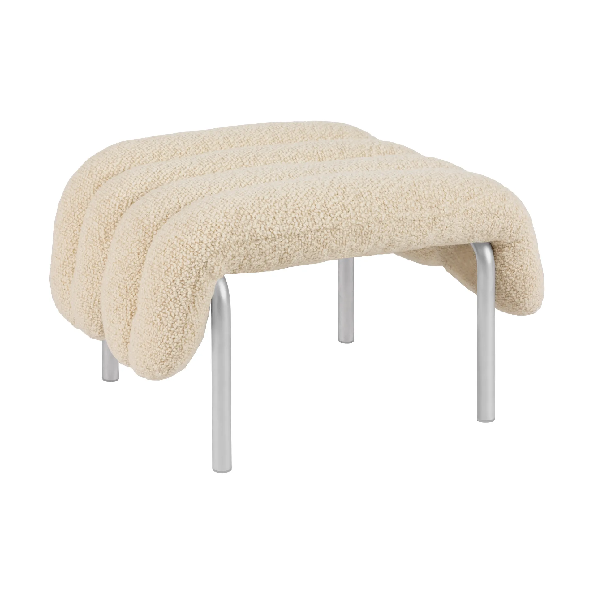 Otomano Puffy 58x67 cm, Eggshell-aço inoxidável Hem