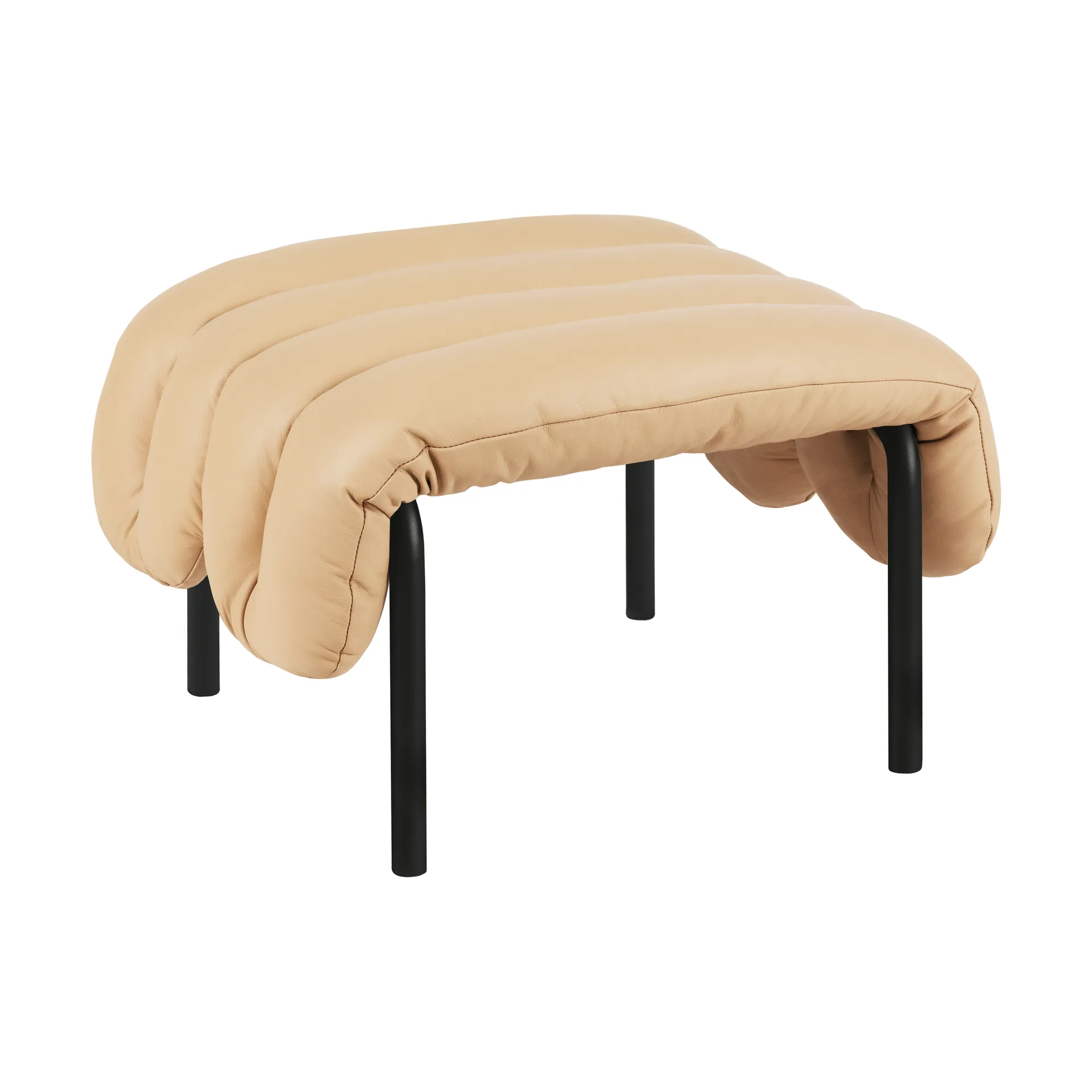 Otomano Puffy 58x67 cm, Sand leather-black grey Hem