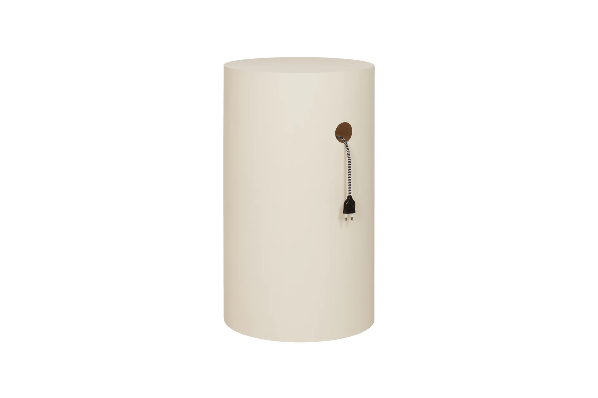 Pedestal Hide Ø38x68 cm, Light ivory textured Hem