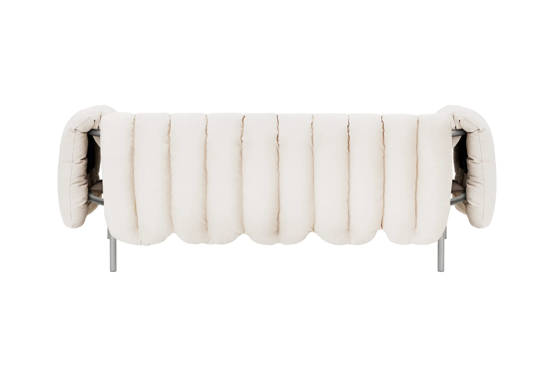 Sofá Puffy de 2,5 lugares 205 cm, Natural-aço inoxidável Hem