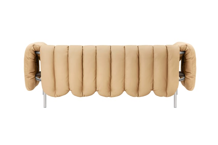 Sofá Puffy de 2,5 lugares 205 cm, Sand leather-aço inoxidável Hem