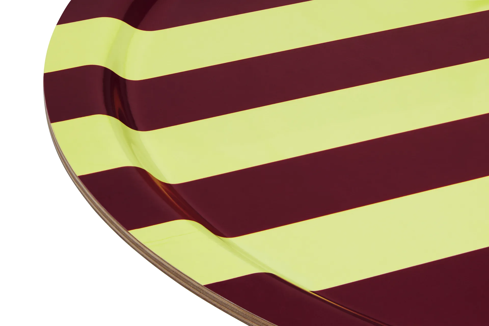 Tabuleiro Stripe Large Ø65 cm, Butter-burgundy Hem