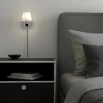 Aplique de parede Gil - Cromado-vidro opalino - Herstal