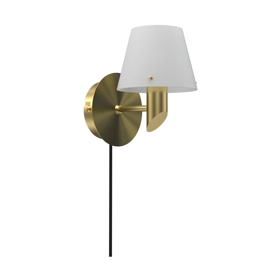 Aplique de parede Gil, Satin brass-opal glass Herstal