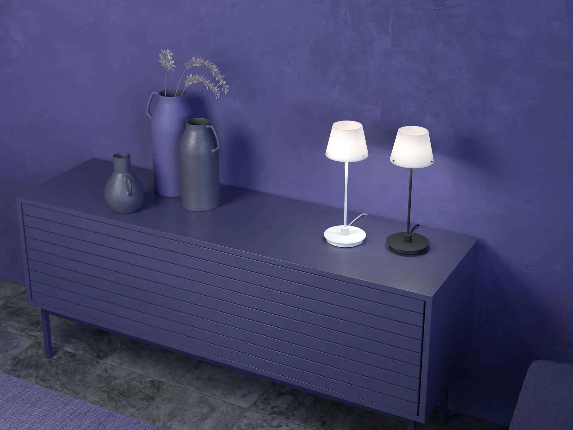 Candeeiro de mesa Gil il Grande, Branco-vidro opala Herstal