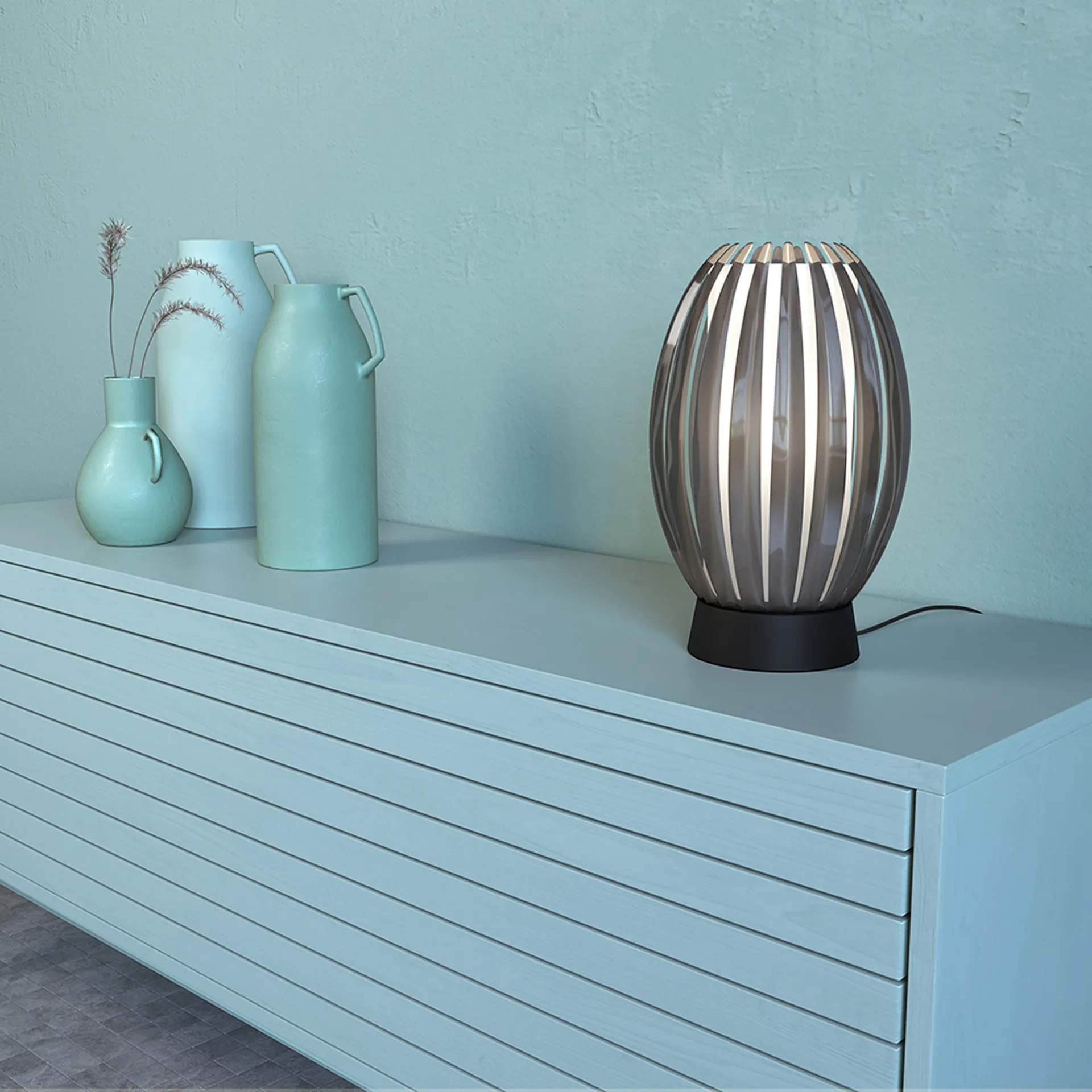 Candeeiro de mesa Tentacle M 34 cm, Preto-Fumado  Herstal