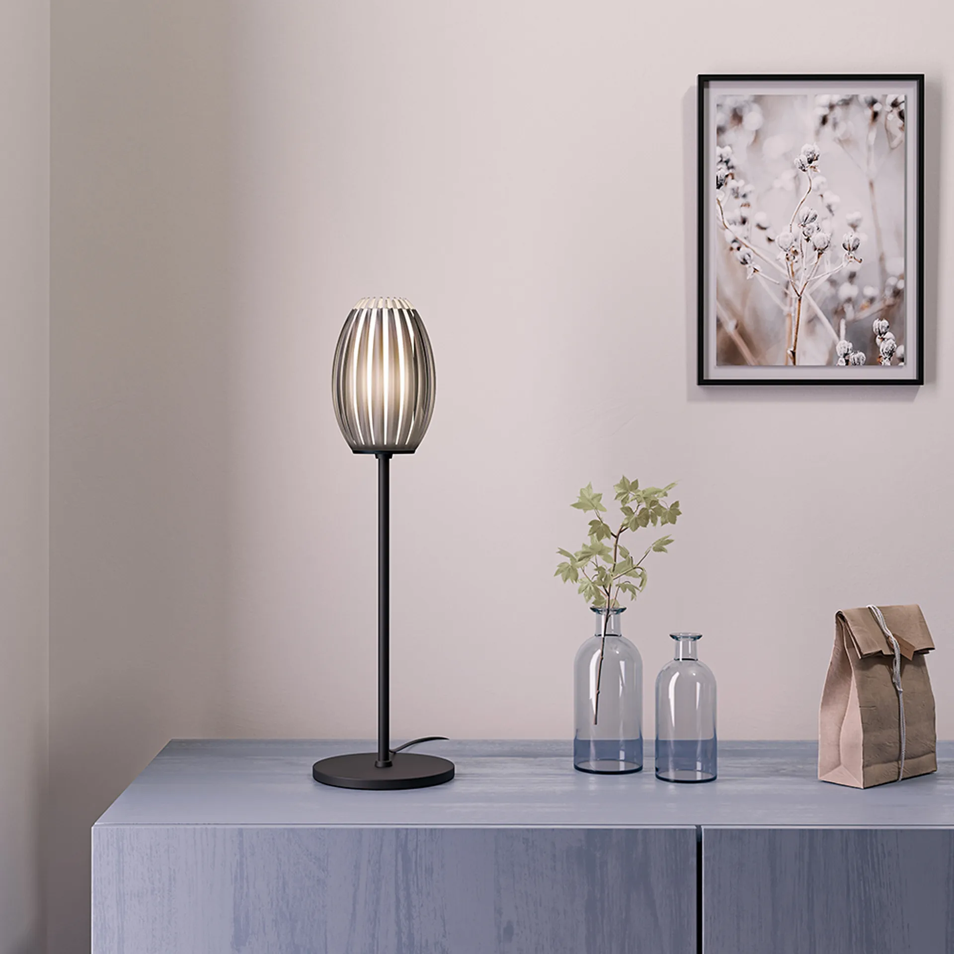 Candeeiro de mesa Tentacle M 50 cm , Preto-Fumado  Herstal