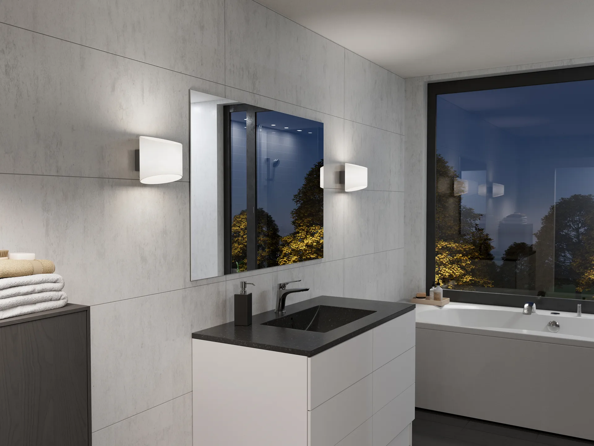 Candeeiro de parede oval Evoke, Antracite-vidro opalino Herstal