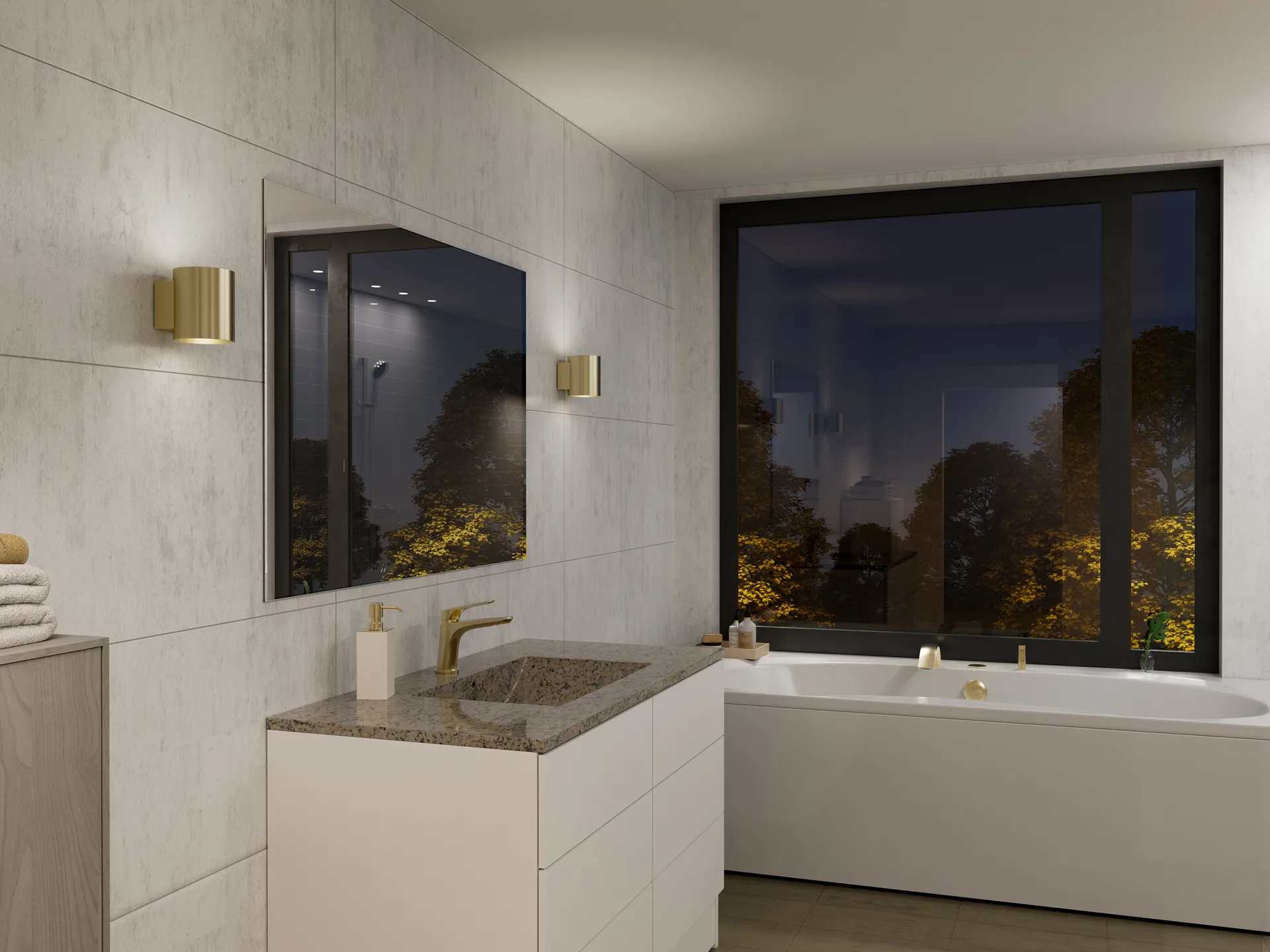 Candeeiro de parede pequeno Evoke, Satin brass Herstal