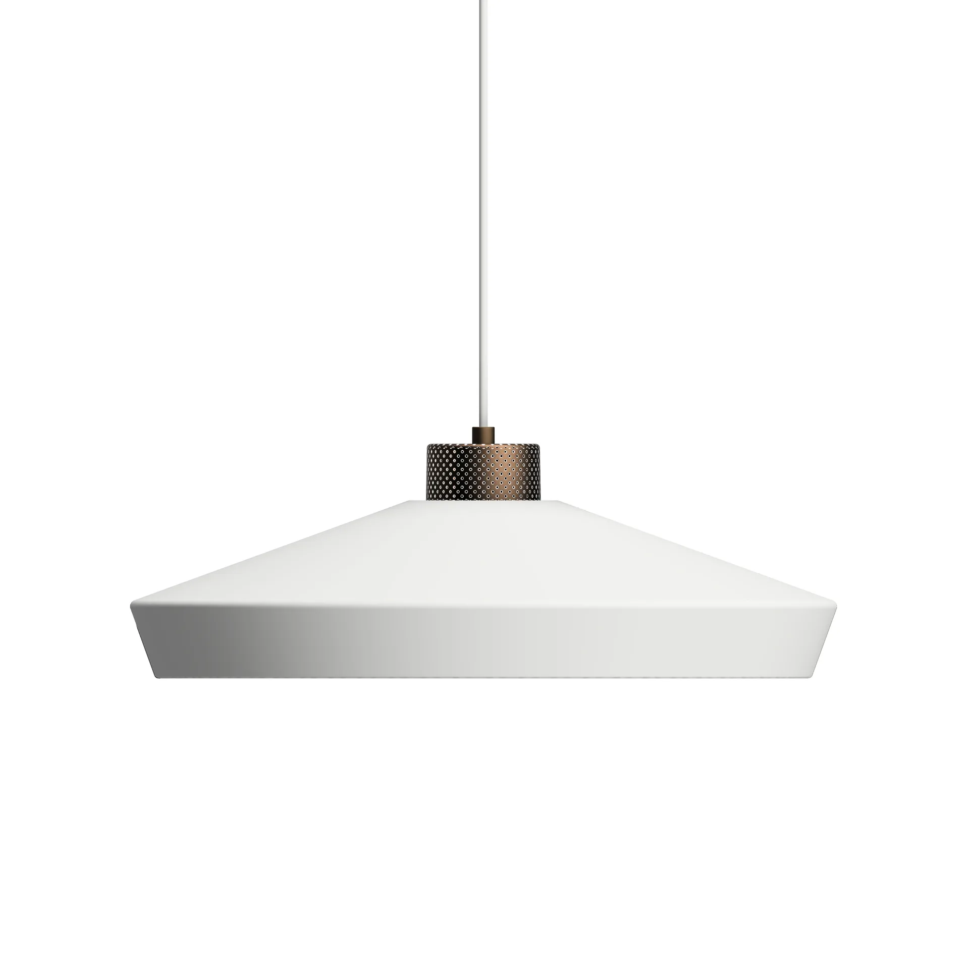 Candeeiro suspenso grande Edge, Branco mate-bronze Herstal