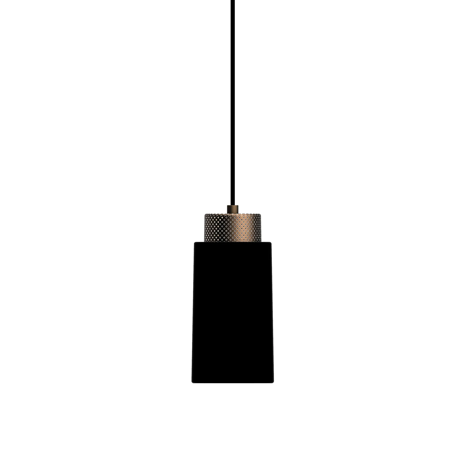 Candeeiro suspenso pequeno Edge, Preto mate-bronze Herstal