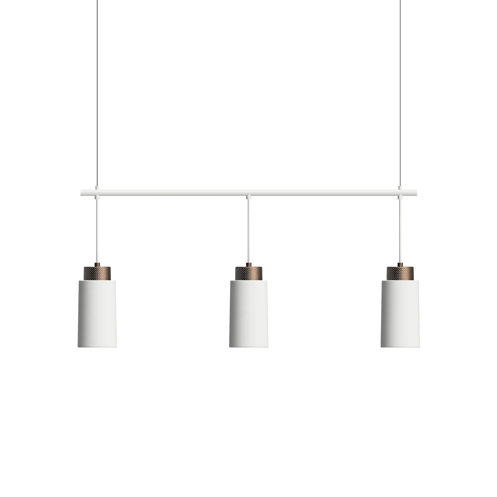 Candeeiro suspenso trio Edge, Branco mate-bronze Herstal