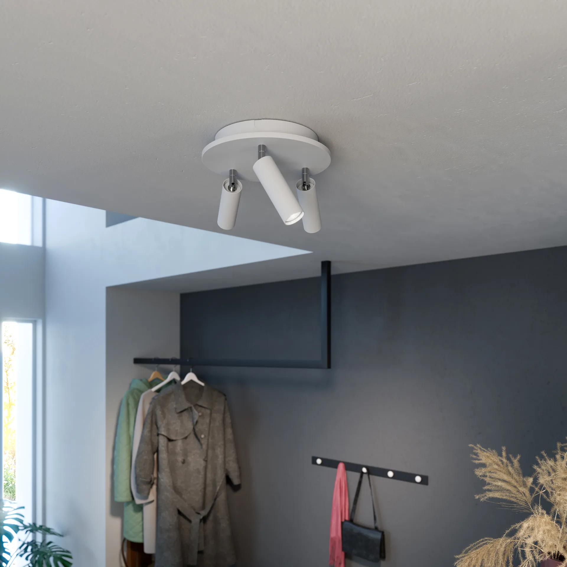 Spotlight redondo 3 Pipeline, Branco mate Herstal