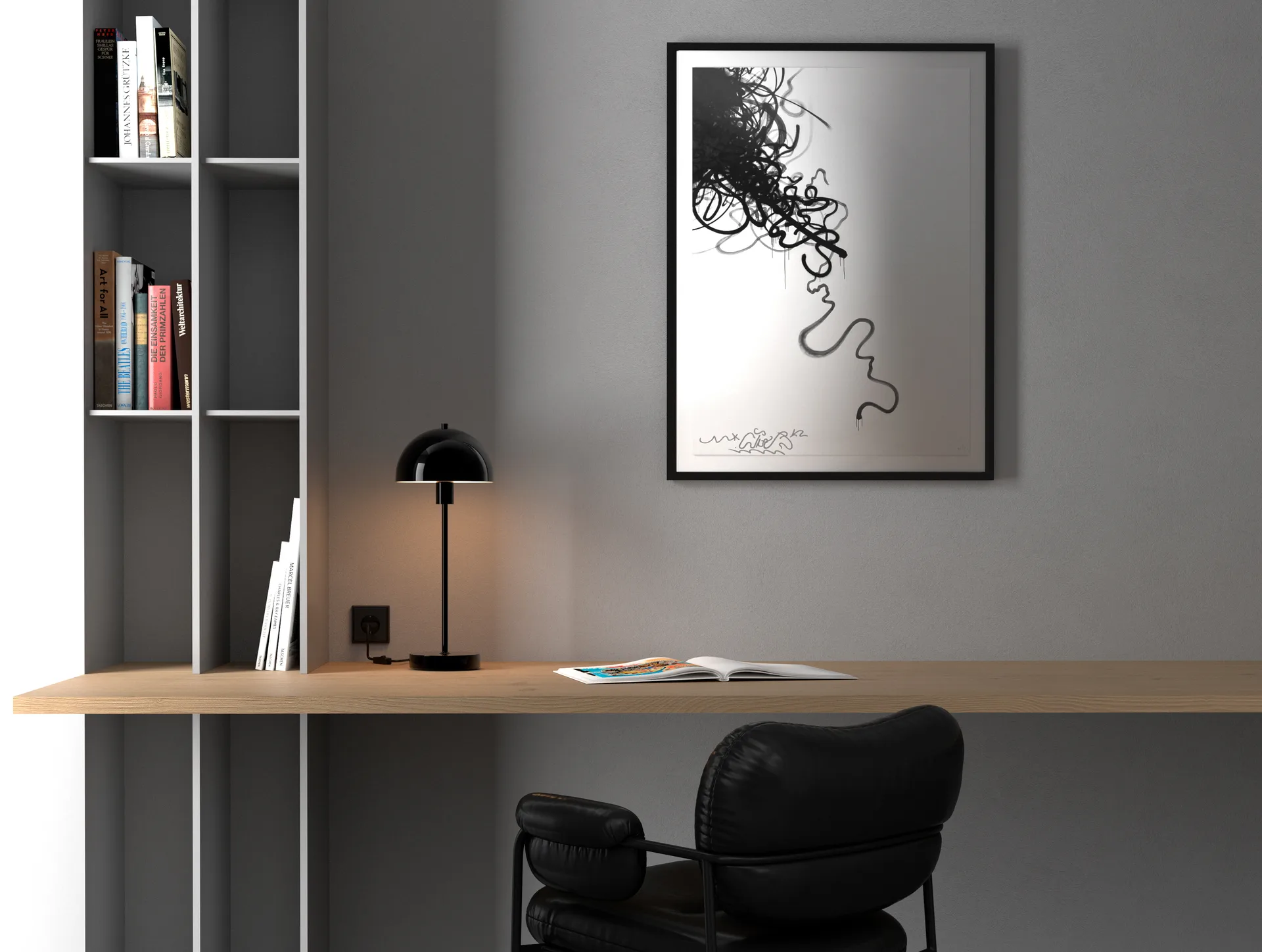 Vienda candeeiro de mesa , Preto brilhante Herstal