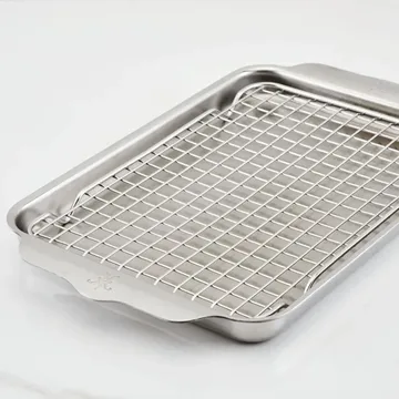 Hestan OvenBond frigideira de quartzo com grelha de forno - Aço inoxidável, 24x39 cm - Hestan