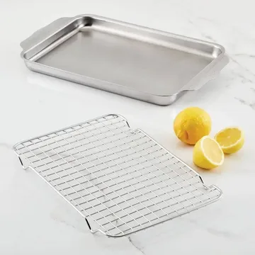 Hestan OvenBond frigideira de quartzo com grelha de forno - Aço inoxidável, 24x39 cm - Hestan