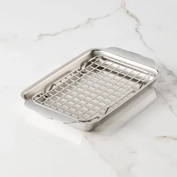 Hestan Ovenbond tabuleiro de forno com grelha de arrefecimento - Aço inoxidável, 16,8x28,8 cm - Hestan