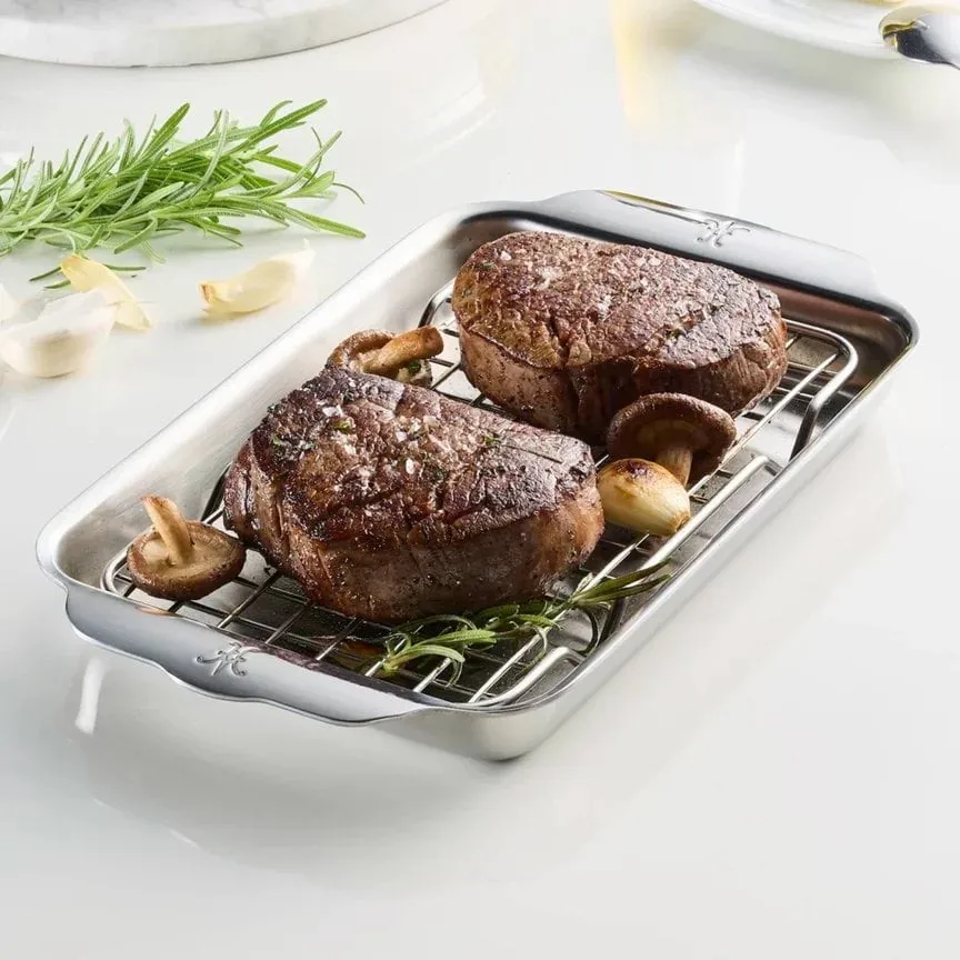 Hestan Ovenbond tabuleiro de forno com grelha de arrefecimento, Aço inoxidável, 16,8x28,8 cm Hestan