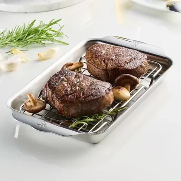 Hestan Ovenbond tabuleiro de forno com grelha de arrefecimento - Aço inoxidável, 16,8x28,8 cm - Hestan