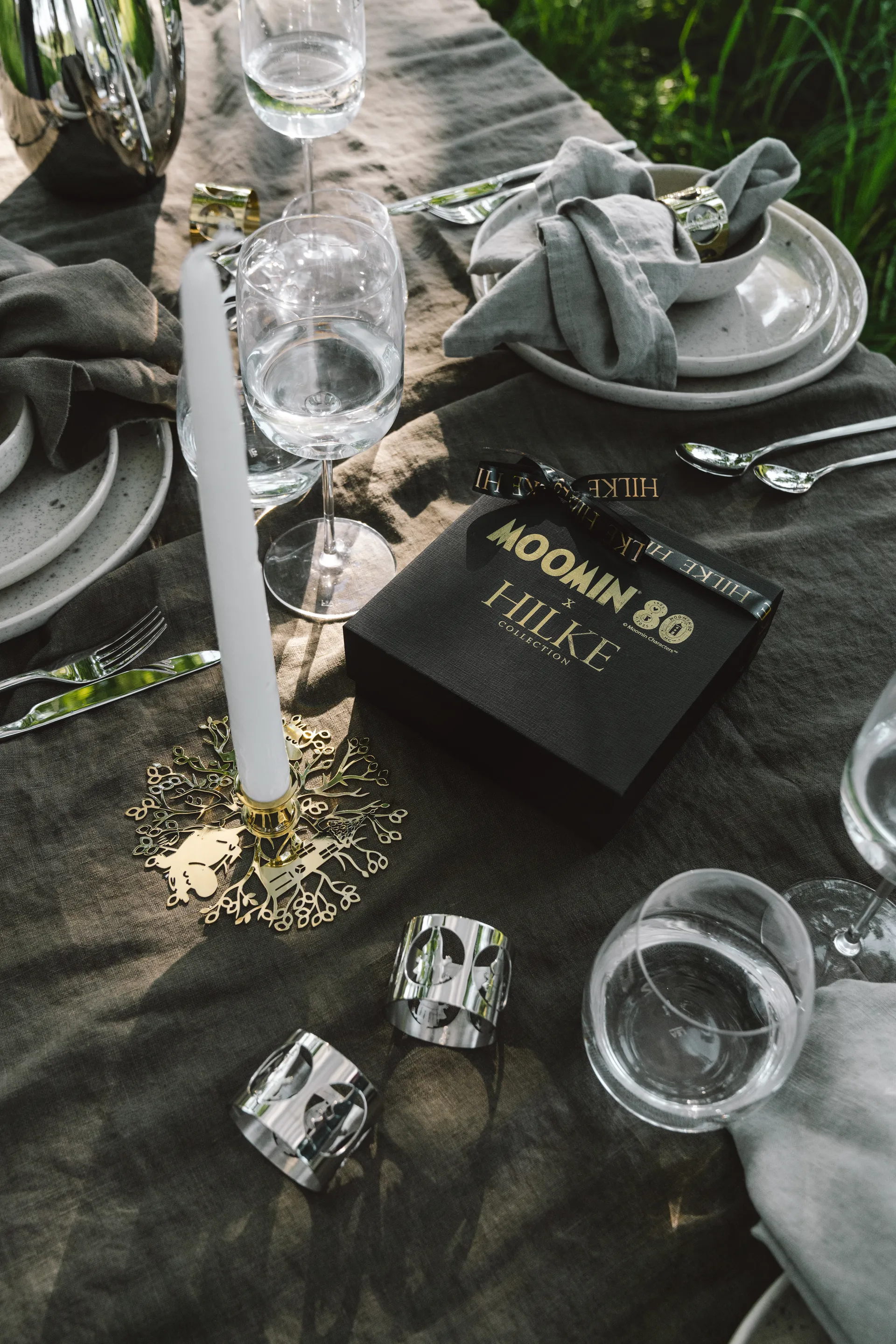 Anéis de guardanapo Hilke X Mumin Moominmamma 2 un., Níquel-escovado Hilke Collection