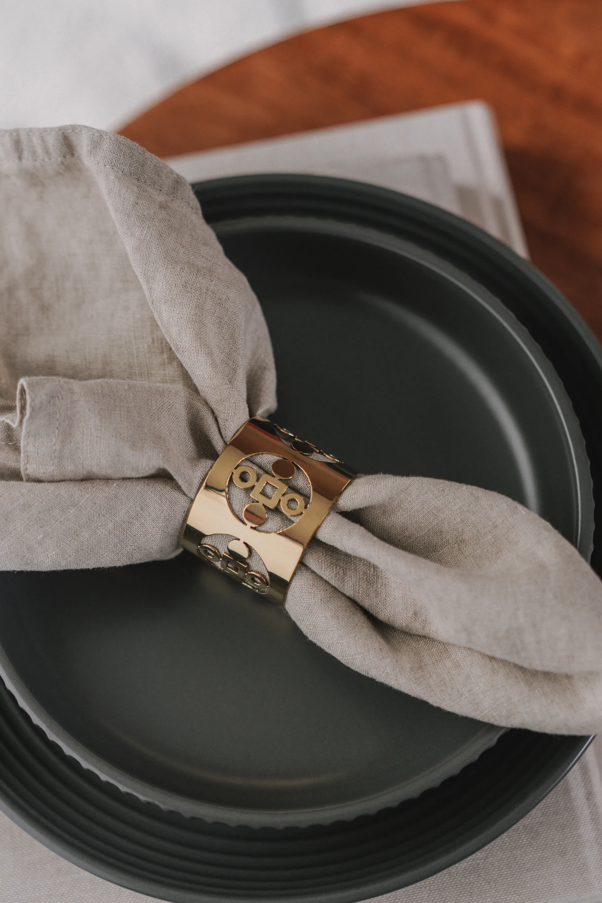 Anima Gemella anéis de guardanapo 2 unid., Bronze Hilke Collection