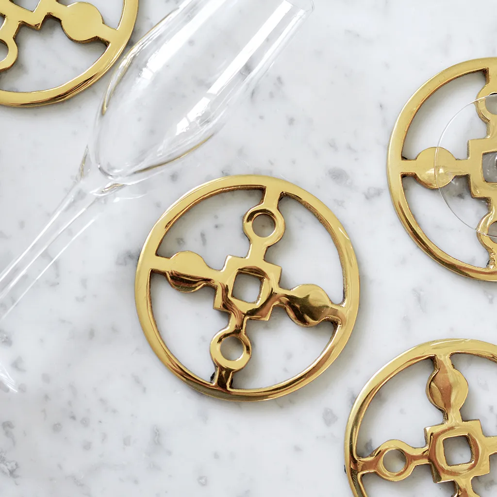 Base para copos Anima Gemella 4 un., Latão maciço Hilke Collection