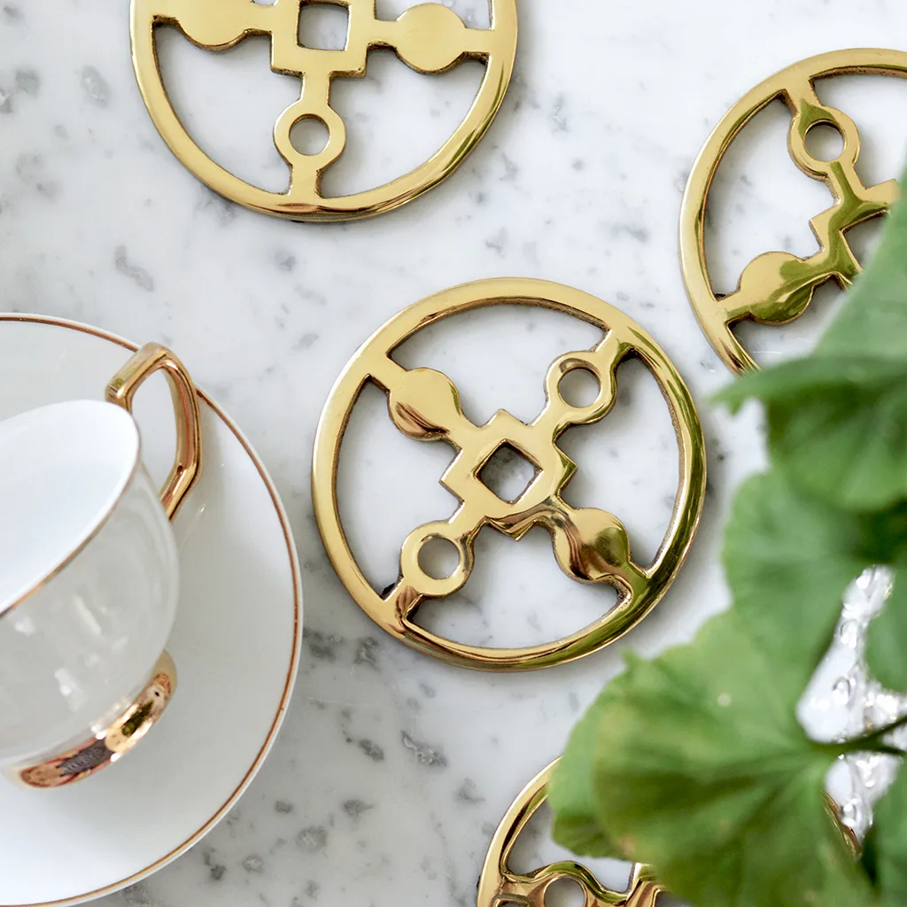 Base para copos Anima Gemella 4 un., Latão maciço Hilke Collection