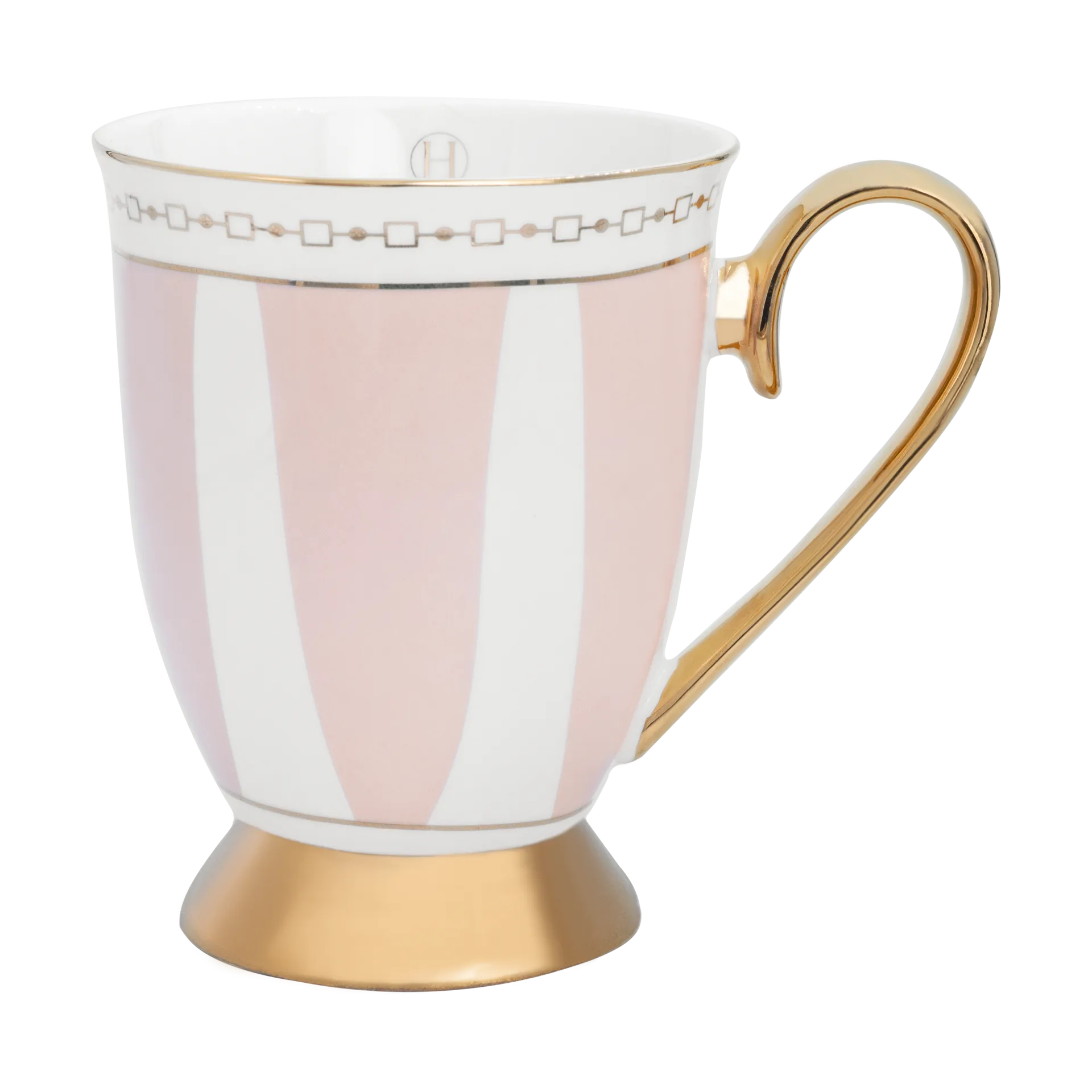 Chávena Strisce Rosa 28 cl, Rosa-branco-dourado Hilke Collection