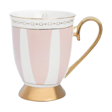 Chávena Strisce Rosa 28 cl - Rosa-branco-dourado - Hilke Collection
