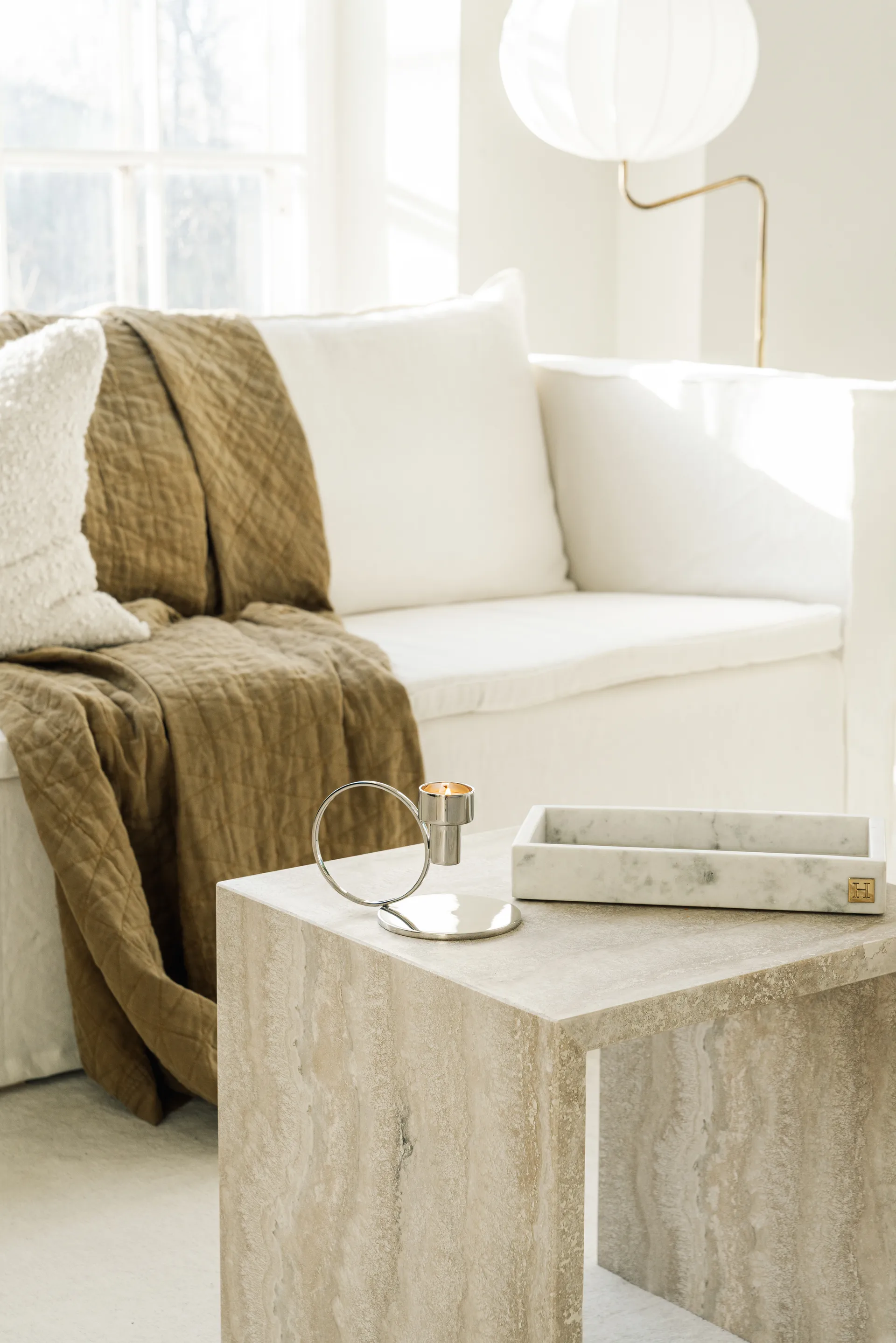 Insieme suporte para vela, Latão niquelado Hilke Collection