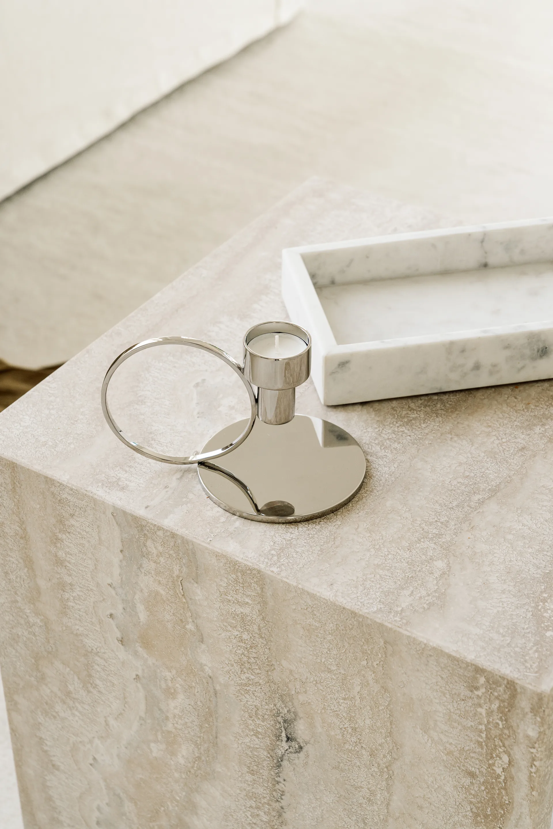 Insieme suporte para vela, Latão niquelado Hilke Collection