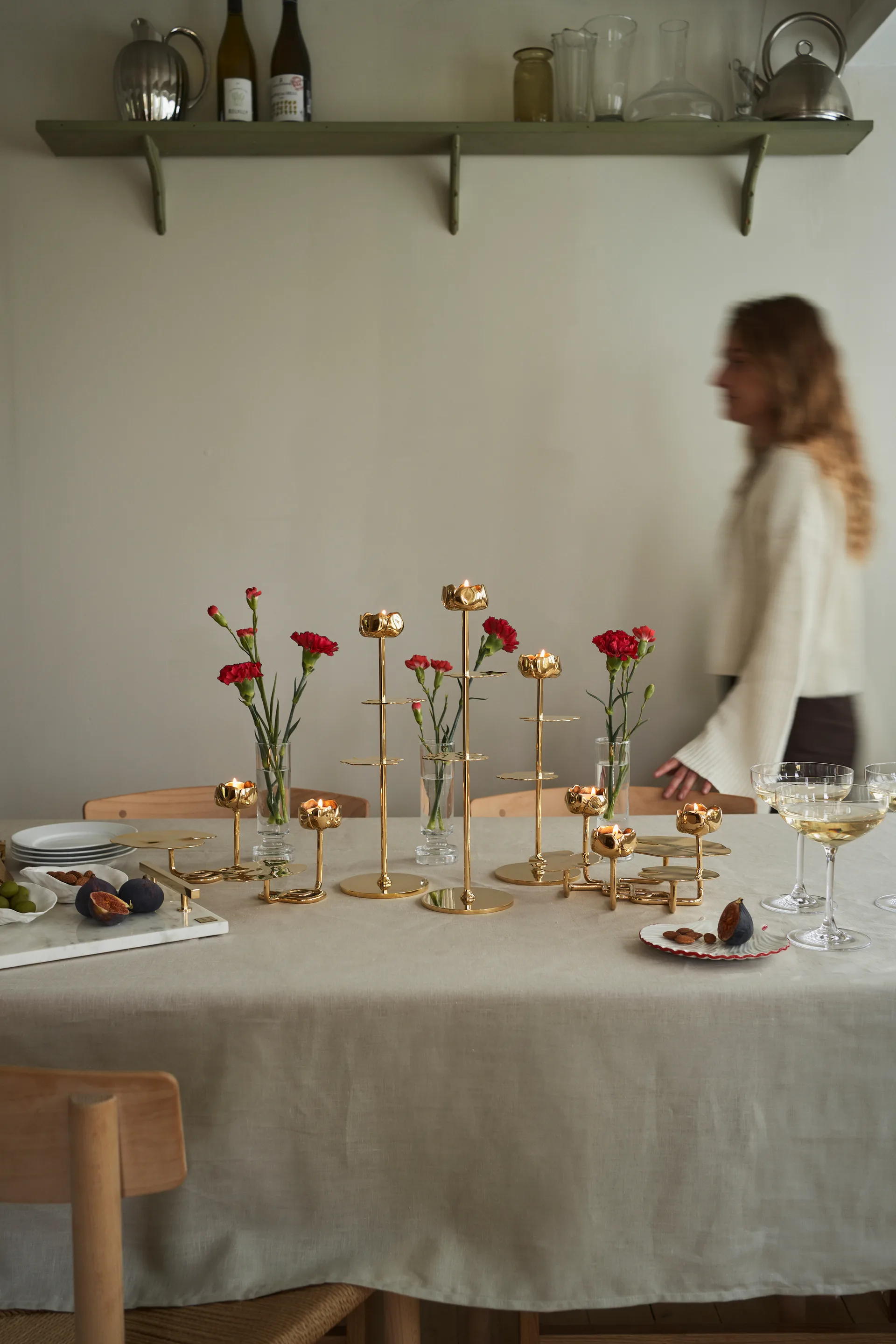 Ninfea Alta suporte para vela 30 cm, Bronze Hilke Collection